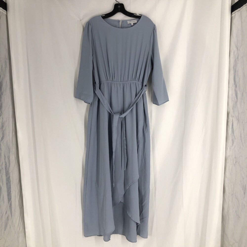 Piper And Scoot Dress Women Size Large Pale Blue Belted Dress